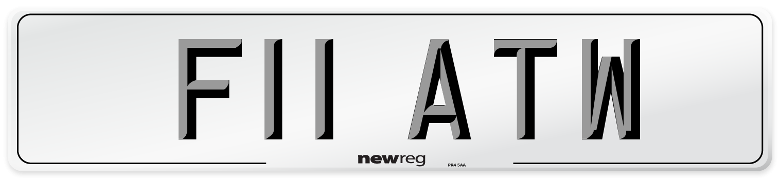 F11 ATW Number Plate from New Reg